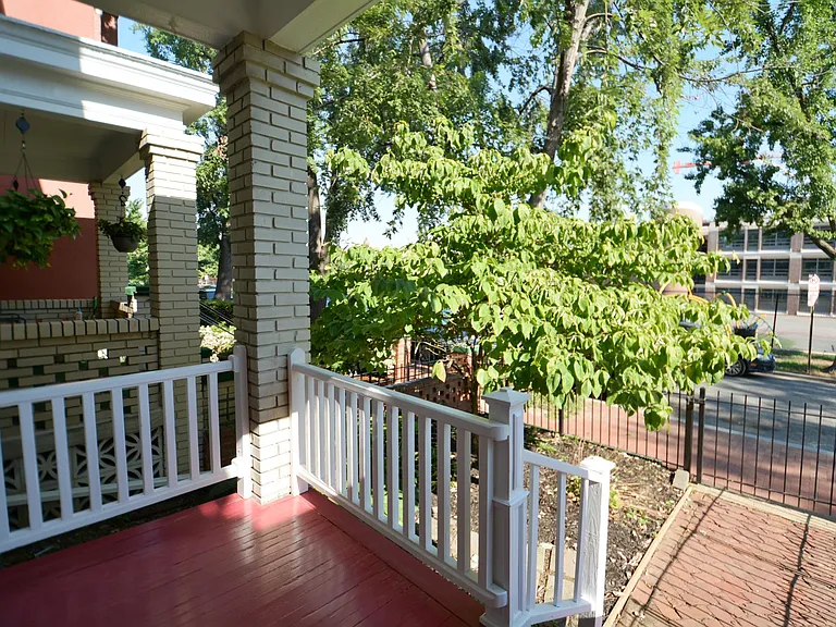 Front porch looking out to front of house.