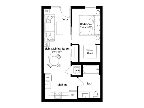 Floor plan L1B.5 - 1 Bed 1 Bath