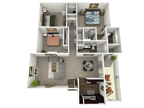 Floor plan 3 Bed, 2 Bath (60% Income Restricted)