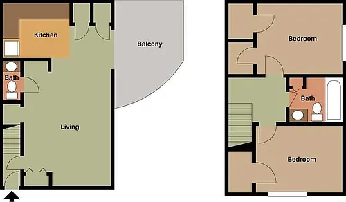 Floor plan 2-Bedroom Affordable Unit