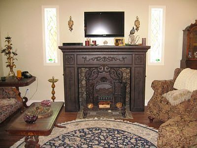 Antique stove & Mantle
