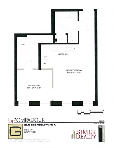Floor plan 1 Bedroom 1 Bath (1st Fl Middle)