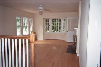 living room and bay window