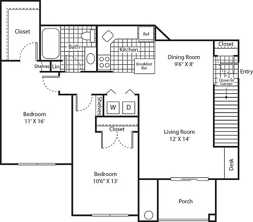 Floor plan Two Bed B-1 - Phase I