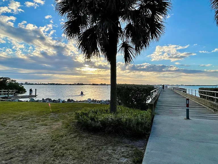 local pier, 10 min walk