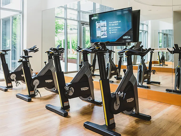On demand fitness featured in the spin room