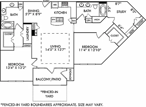 Floor plan London with Study and Fenced-In Yard