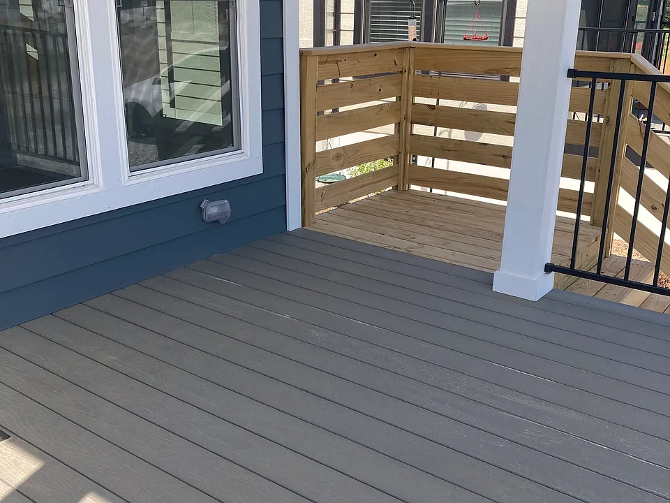 Large deck area in front of the home