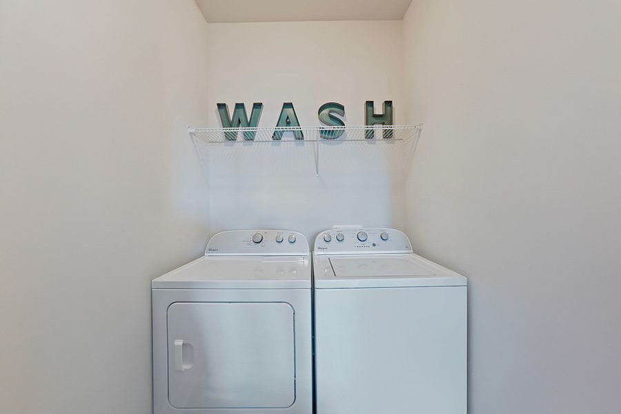 Full-size washer and dryer included in every apartment