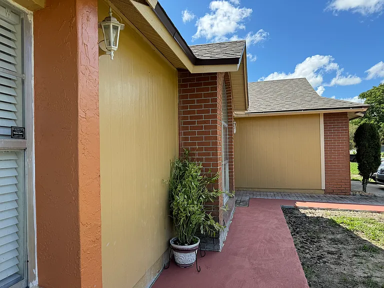 Walkway along the front of the house