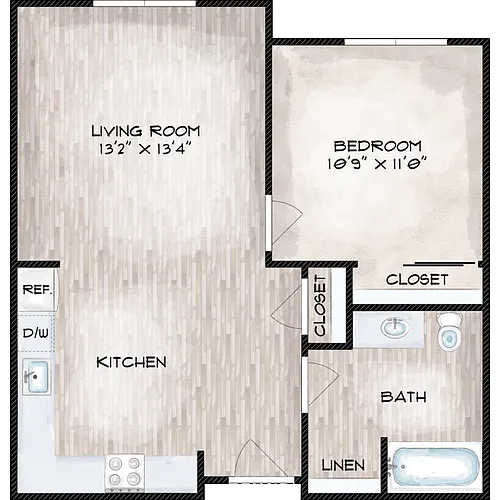 Floor plan 1 Bed 1 Bath