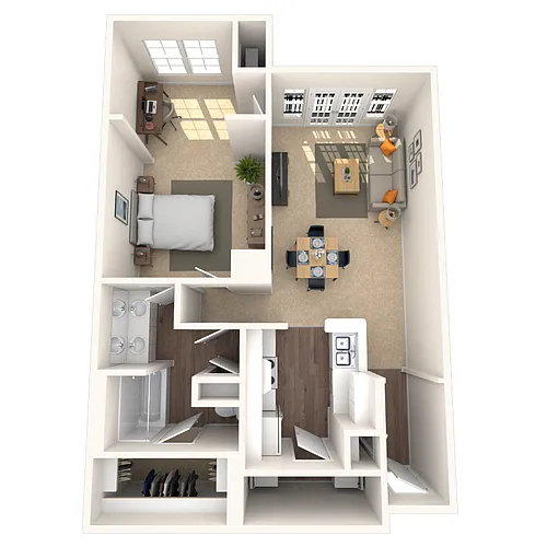 Floor plan Traditional 1x1 799-814 SF