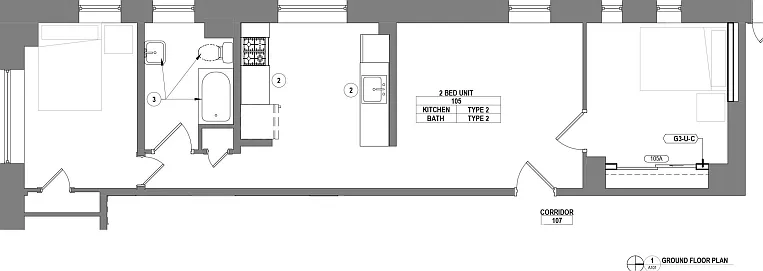 1500 Pine - Apt 105 Floor Plan 1500 Pine - Apt 105 Floor Plan