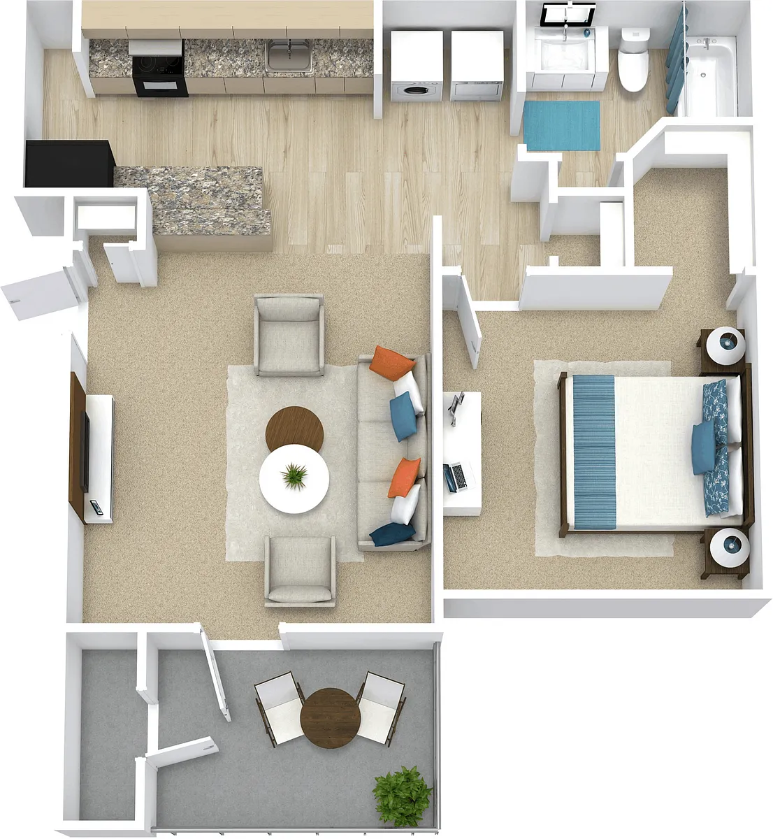 Floor plan 1 Bed, 1 Bath C