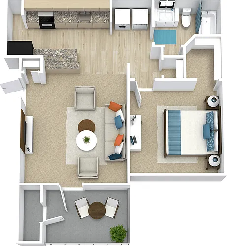 Floor plan 1 Bed, 1 Bath C Upgraded
