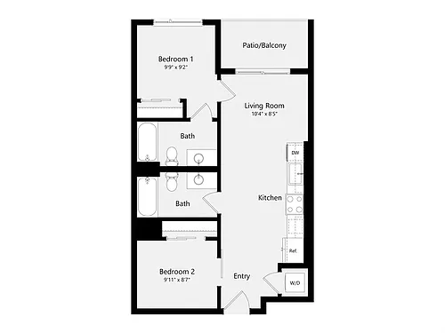 Floor plan Urban Two Bedroom D01A