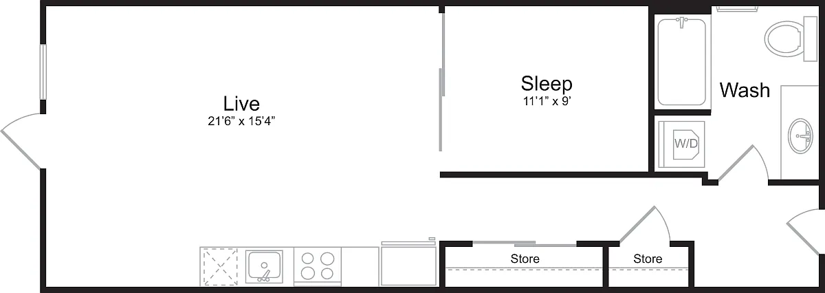 Floor plan 1 Bedroom G