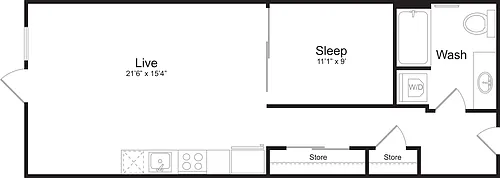 Floor plan 1 Bedroom G