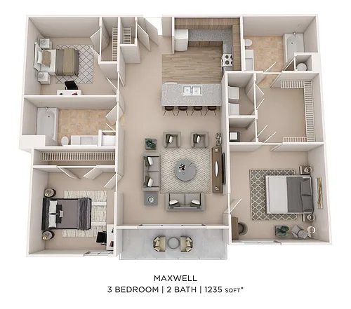 Floor plan 3 Bed 2 Bath Maxwell