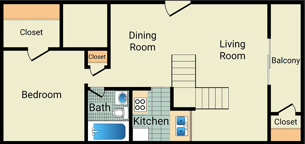 Floor plan 1 Bedroom 1 Bathroom
