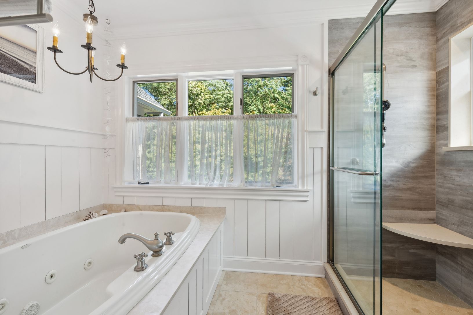  Primary Bathroom Jacuzzi Tub and Walk-In Glass Shower