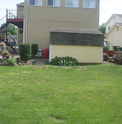 Storage shed in backyard