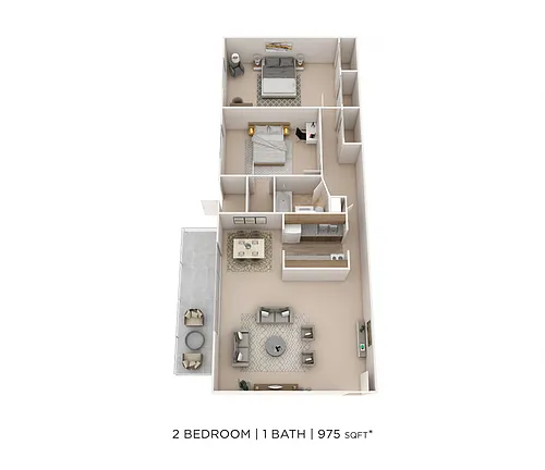 Floor plan Two Bedroom- 975 sqft