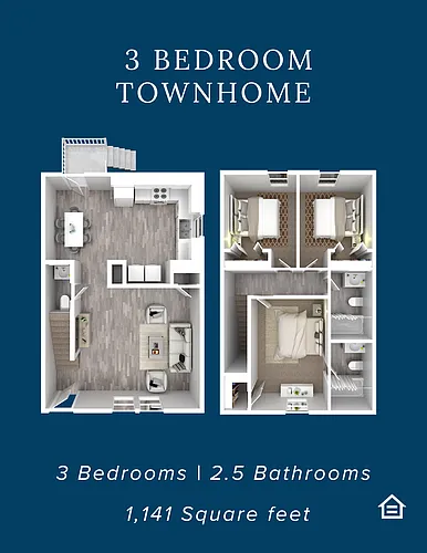 Floor plan 3 Bedroom 2.5 Bathroom