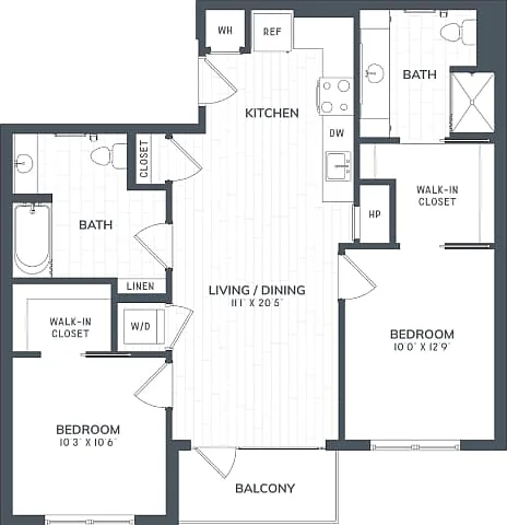 Floor plan B1.1 | 2 Bed | 2 Bath