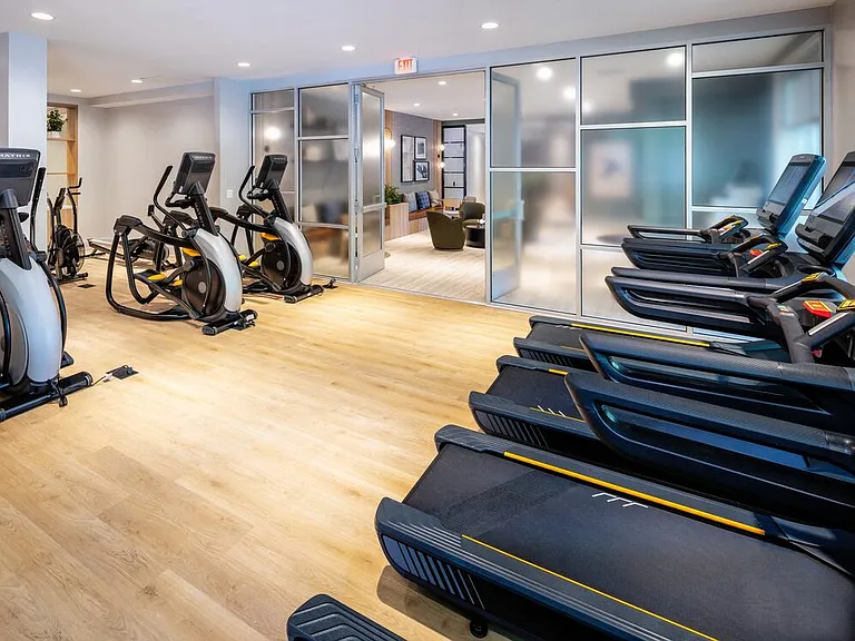Clubhouse fitness center with cardio and strength equipment