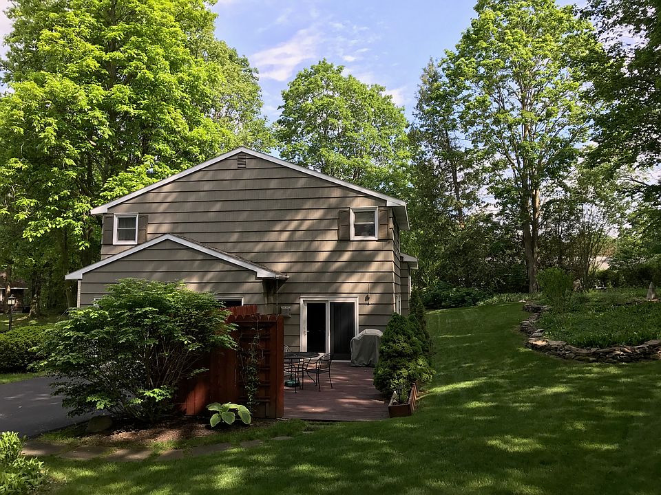 Garage, deck & backyard view