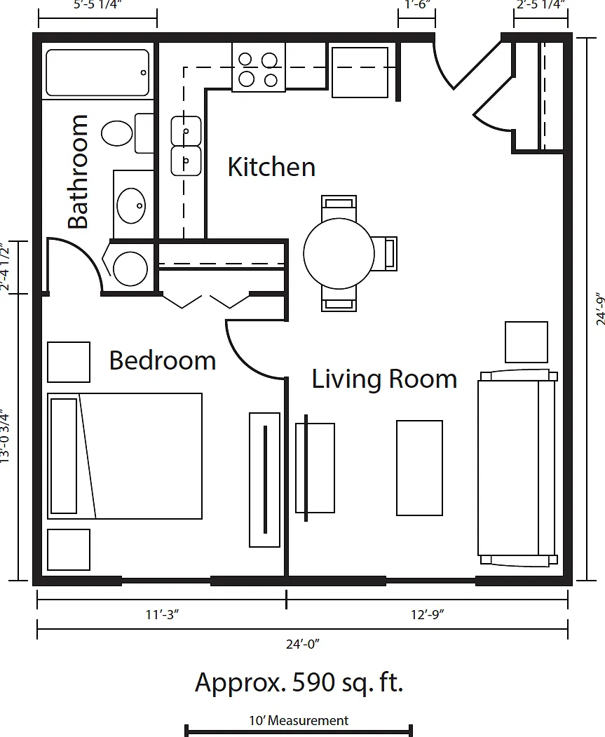 1 bed, 1.0 bath, 590 sqft, $1,080 — Photo 1