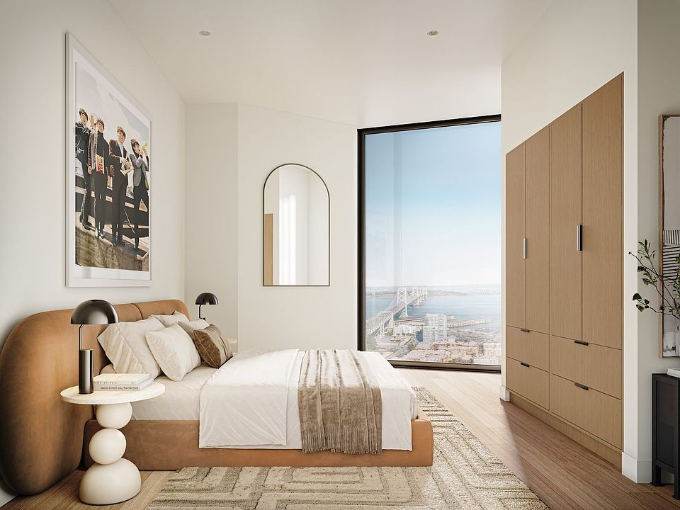Quincy San Francisco Apartment Bedroom with View of Bay Bridge