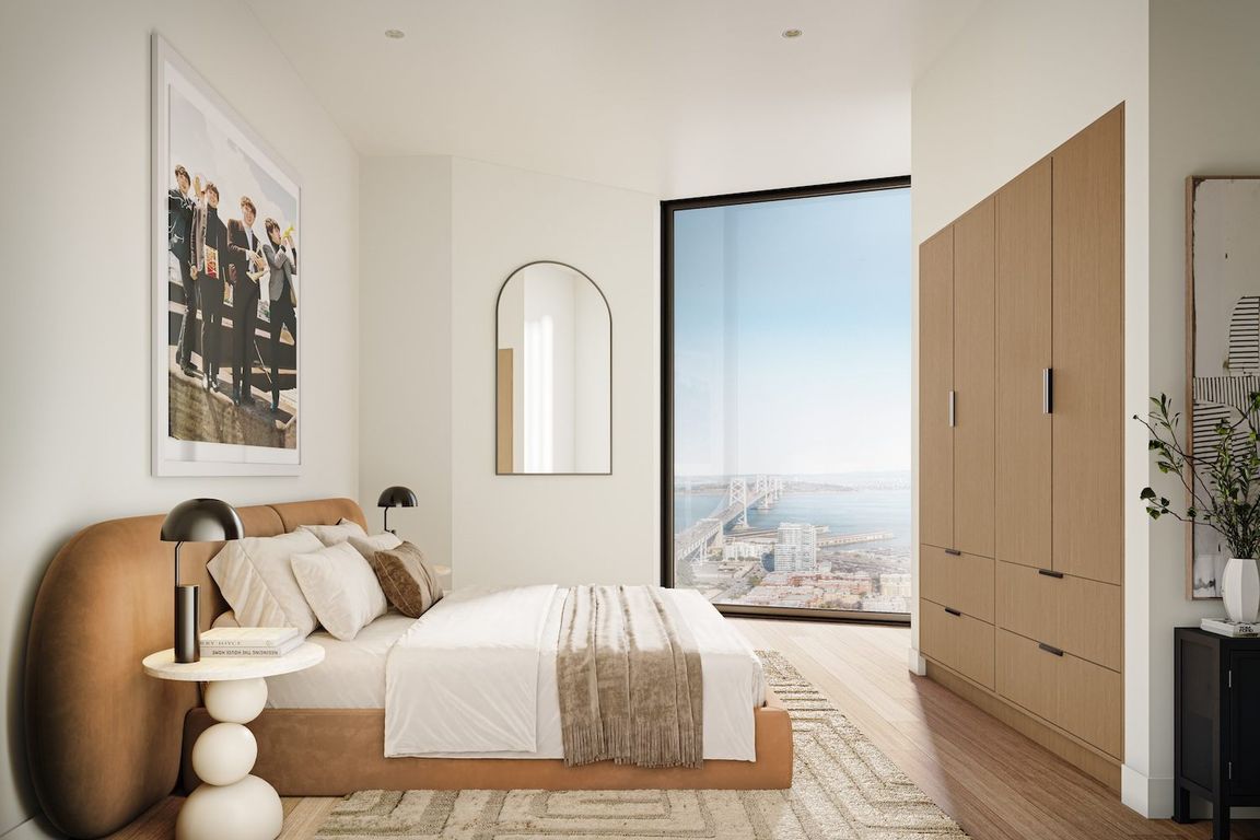 Quincy San Francisco Apartment Bedroom with View of Bay Bridge