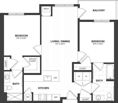 Floor plan 2 Bed/2 Bath-B8.3