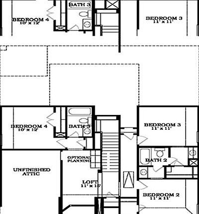 The Lakeside Collection, "Mackenzie" floor plan by Lennar Homes also features 3 secondary bedrooms, 