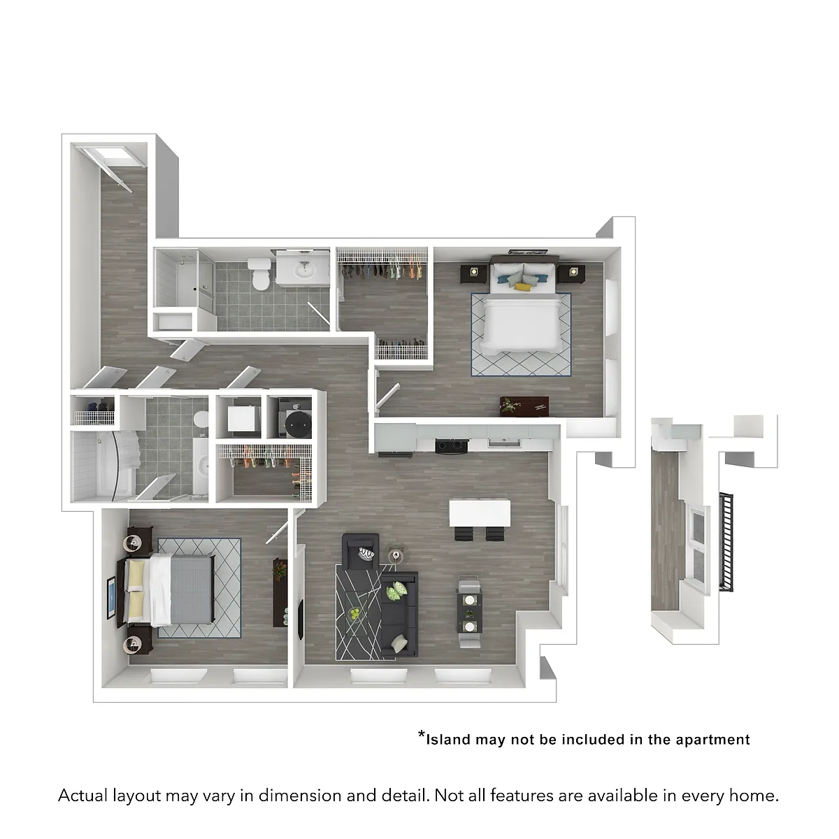 Floor plan 2x2 1140 SF