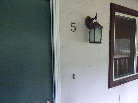 Front door, porch light