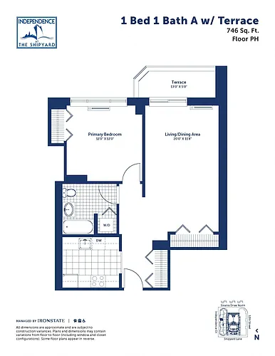 Floor plan 1 Bed 1 Bath A With Terrace
