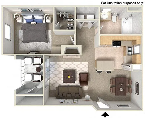 Floor plan B Royale 688 SF