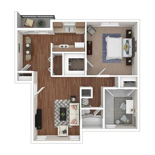 Floor plan One Bedroom One Bath Den