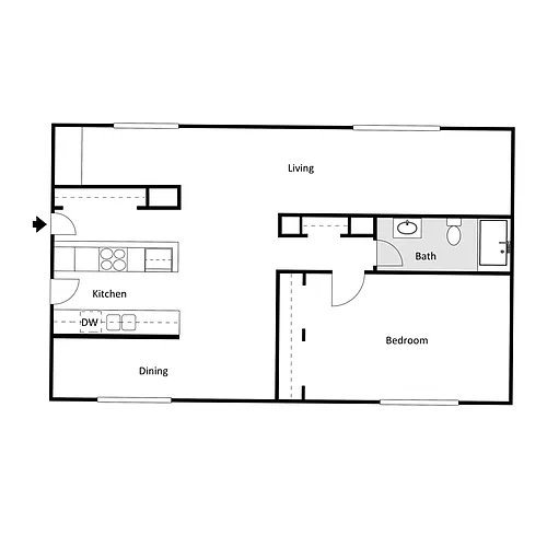 Floor plan Beau Trace 1 Bed Extra large