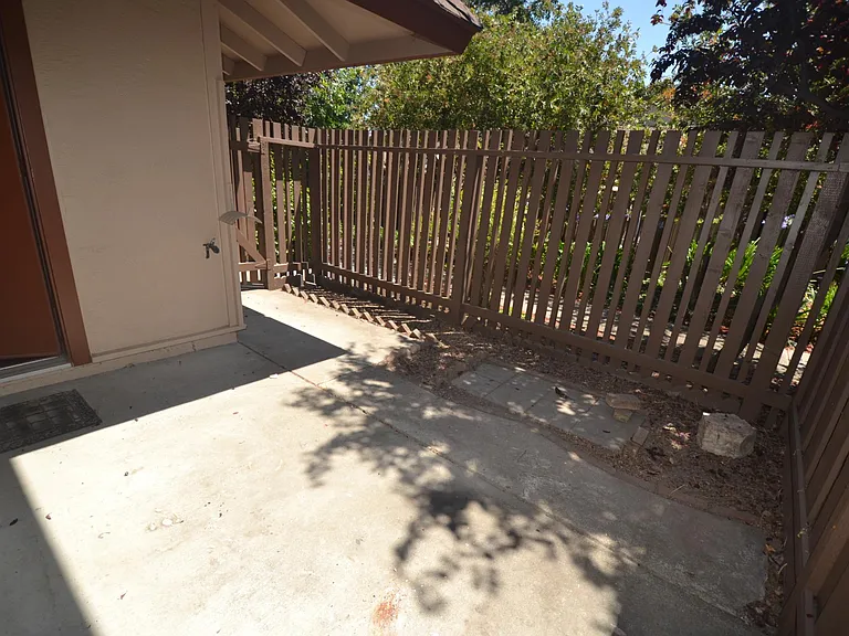 Fenced backyard.
