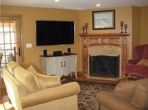 A welcoming family room with fireplace