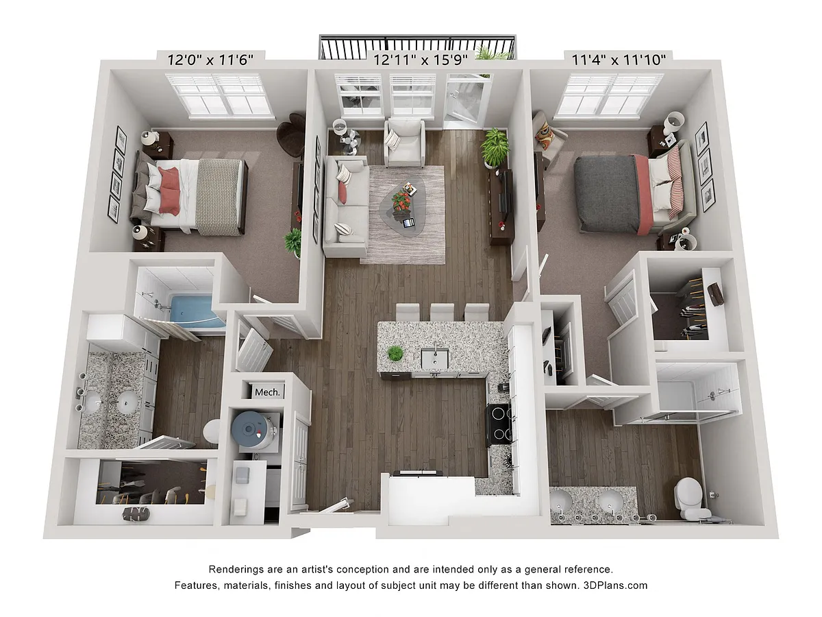 Floor plan B2 - Carolina 2X2