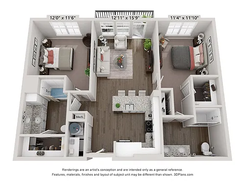 Floor plan B2 - Carolina 2X2