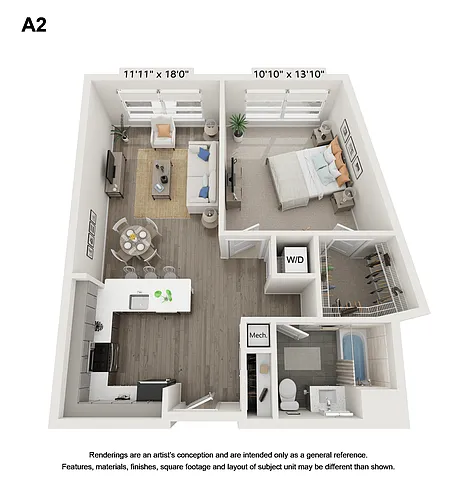 Floor plan 1 Bedroom - A2