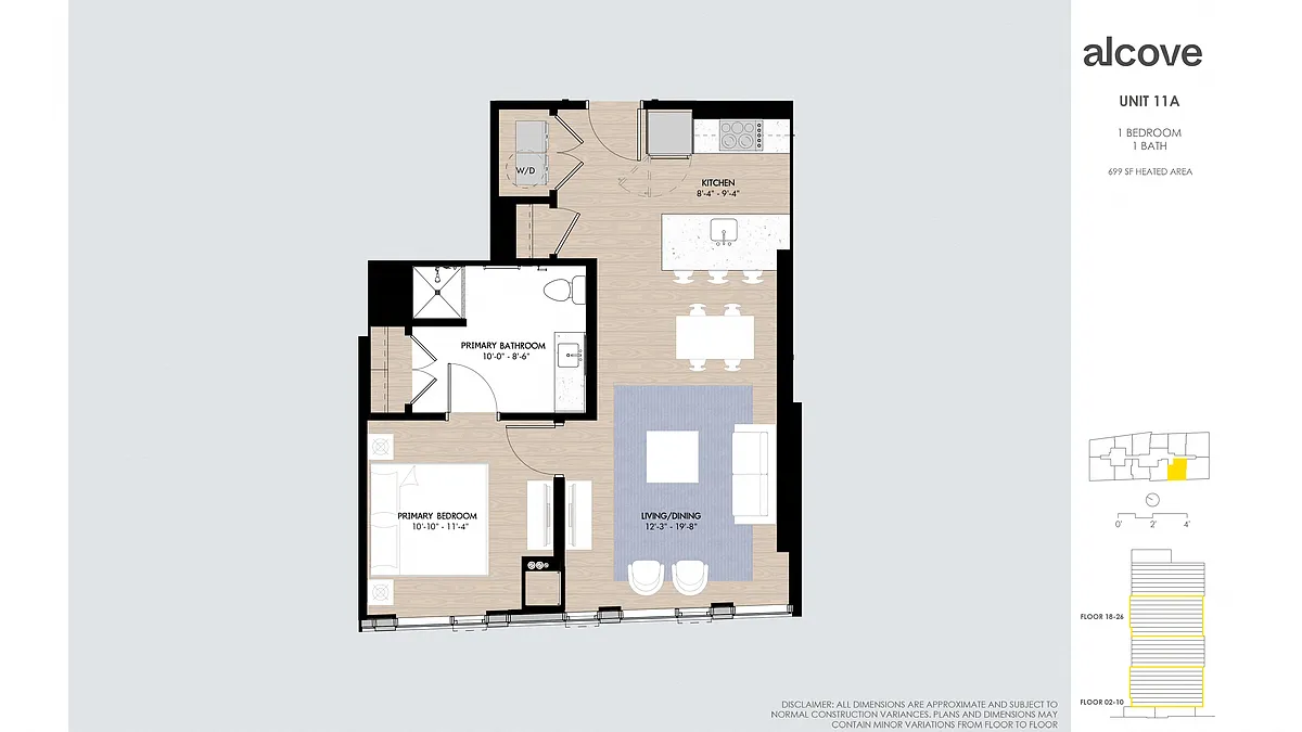 Floor plan Alcove One Bedroom 11 Tiers 1 & 2