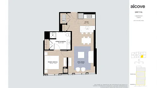 Floor plan Alcove One Bedroom 11 Tiers 1 & 2