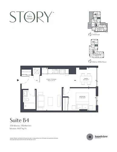 Floor plan 1 Bed + 1 Bath in the Heart of Ottawa